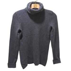 AQUA Cashmere Grey Turtleneck Sweater Women's Size S Charcoal Grey 100% Cashmere